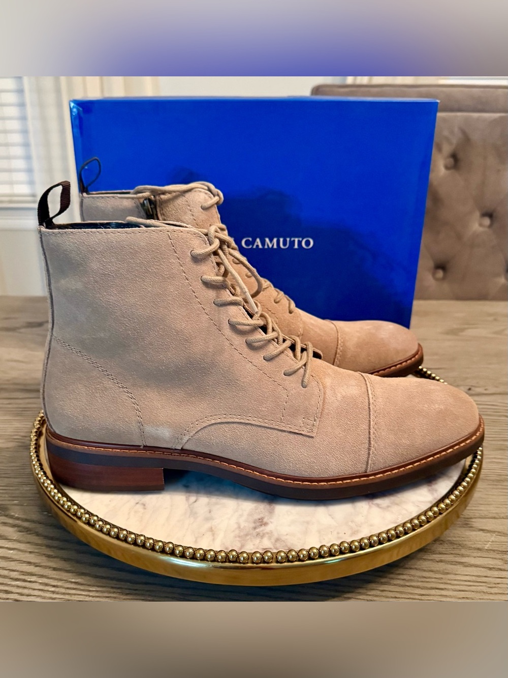 Vince Camuto Men's Ferko Suede Leather Lace-Up Boots in Truffle | SZ. 9.5 NWB